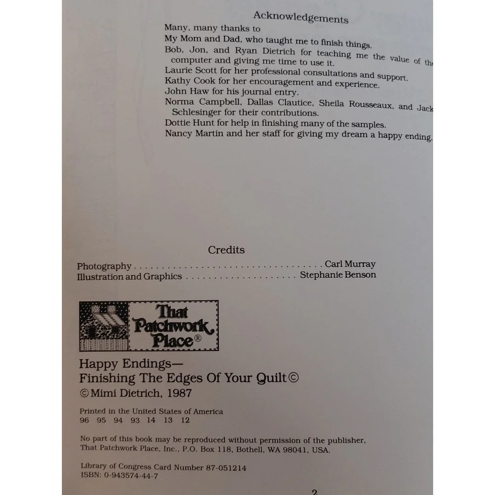 Happy Endings Finishing the Edges of Your Quilt Mimi Dietrich PB 1987 Quilting